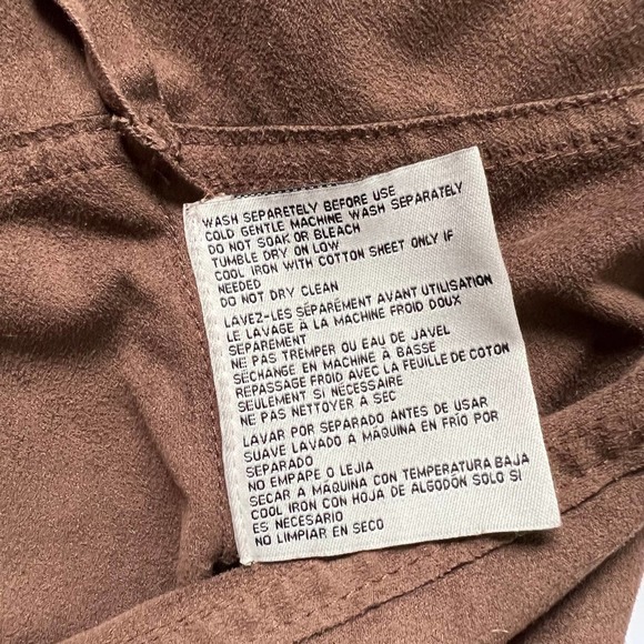 brown open front‎ cardigan faux suede long sleeve Size S/M Simply Noelle - Picture 10 of 12